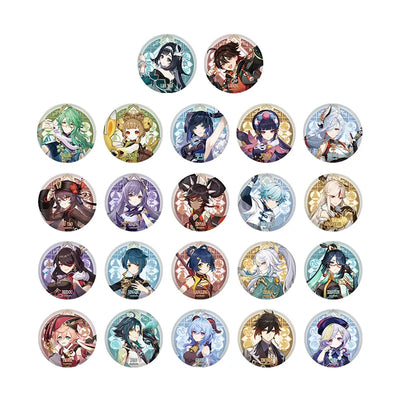 Genshin Liyue Harbor Series Character Badge Collection Featuring Zhongli Xiao Ganyu Hu Tao and More