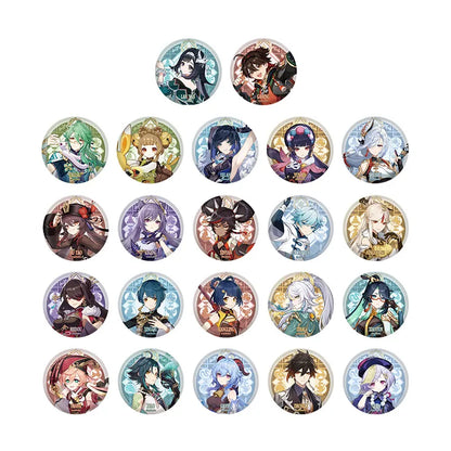 Genshin Liyue Harbor Series Character Badge Collection Featuring Zhongli Xiao Ganyu Hu Tao and More