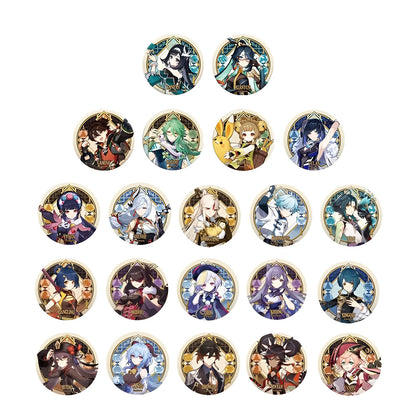Genshin Impact Liyue Harbor Series character badge collection featuring Beidou, Ningguang, Hu Tao, Xiao, Ganyu and other Liyue characters