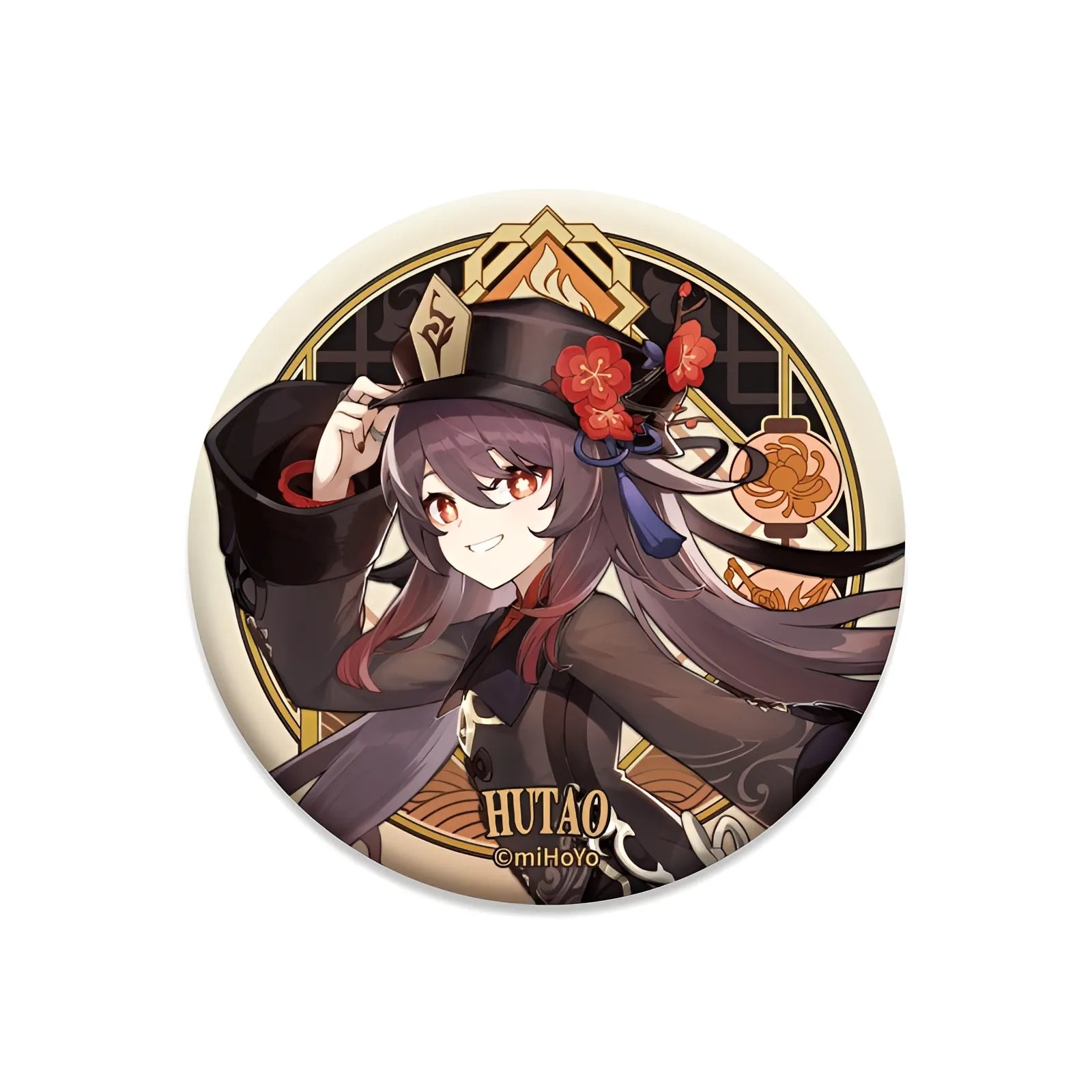 Genshin Impact Liyue Harbor Series character badge featuring Hu Tao collectible anime pin