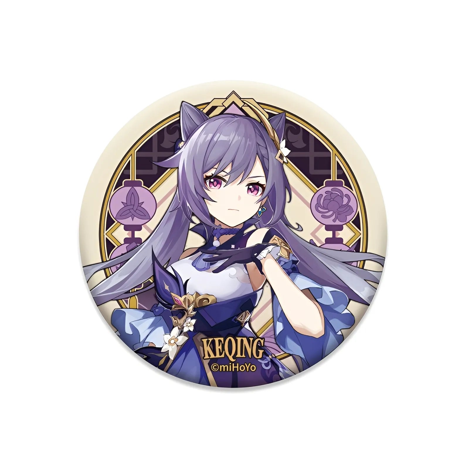 Genshin Impact Liyue Harbor Series character badge featuring Keqing collectible anime pin
