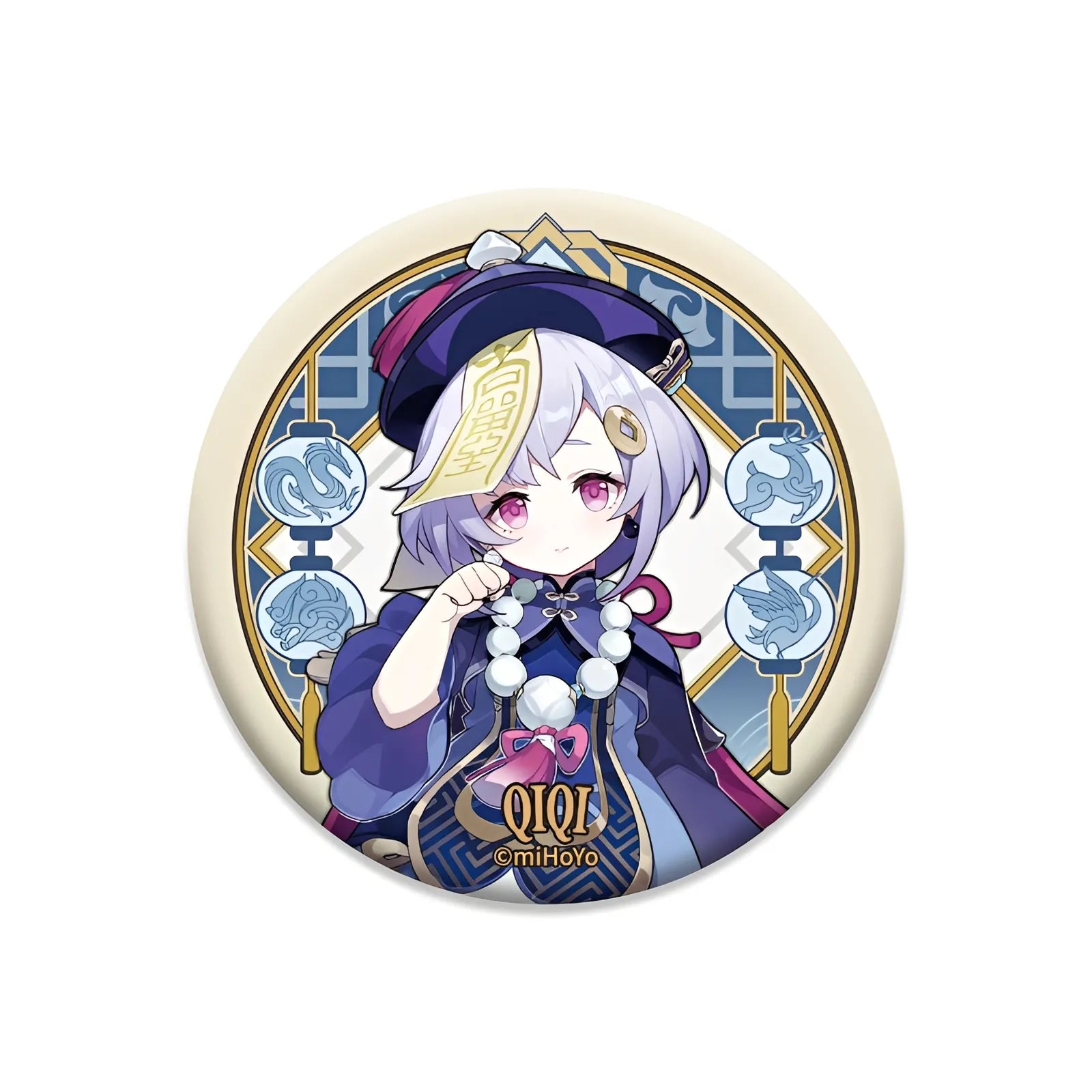 Genshin Impact Liyue Harbor Series character badge featuring Qiqi collectible anime pin
