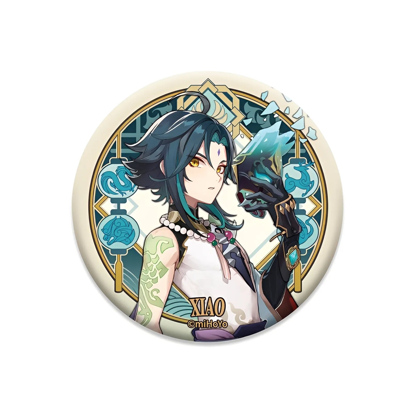 Genshin Impact Liyue Harbor Series character badge featuring Xiao collectible anime pin