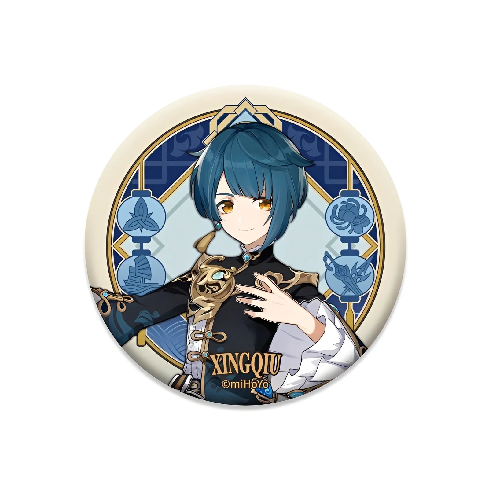 Genshin Impact Liyue Harbor Series character badge featuring Xingqiu collectible anime pin