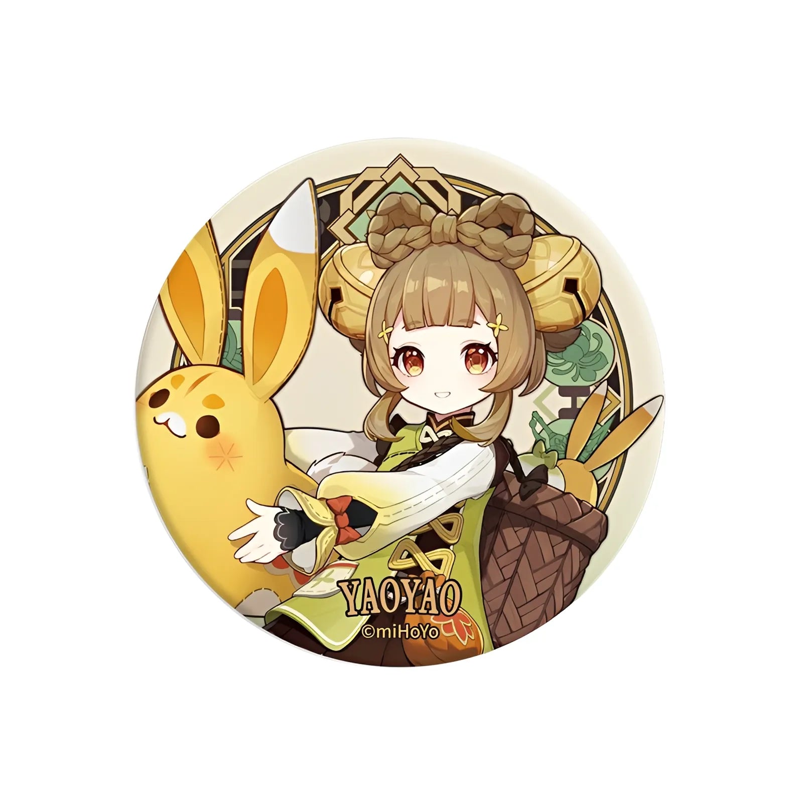 Genshin Impact Liyue Harbor Series character badge featuring Yaoyao collectible anime pin