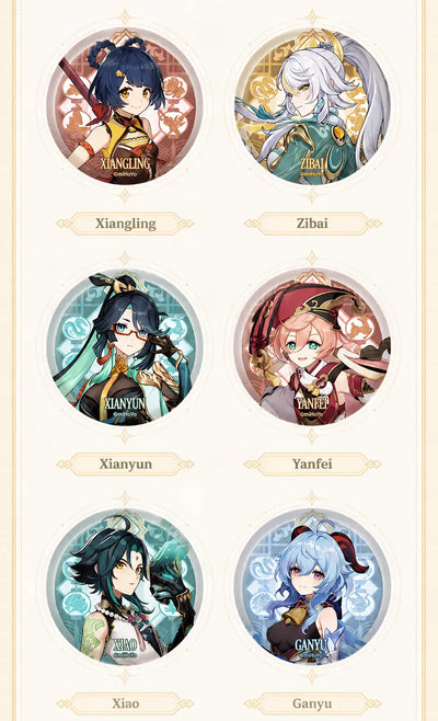 Genshin Impact Liyue Harbor Series Lan Yan and Gaming Character Badges