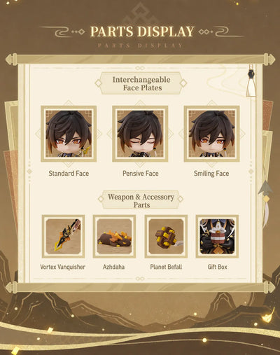 Interchangeable face plates and accessories for Zhongli Nendoroid Figure