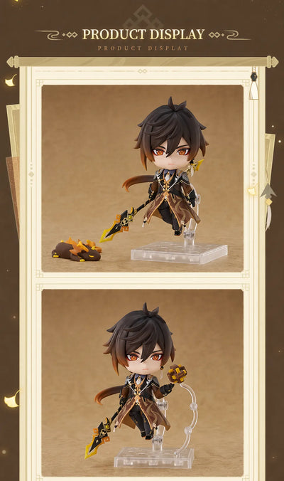 Zhongli Nendoroid Figure posing with Vortex Vanquisher