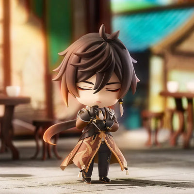 Zhongli chibi figure holding Vortex Vanquisher from the Liyue Harbor Series