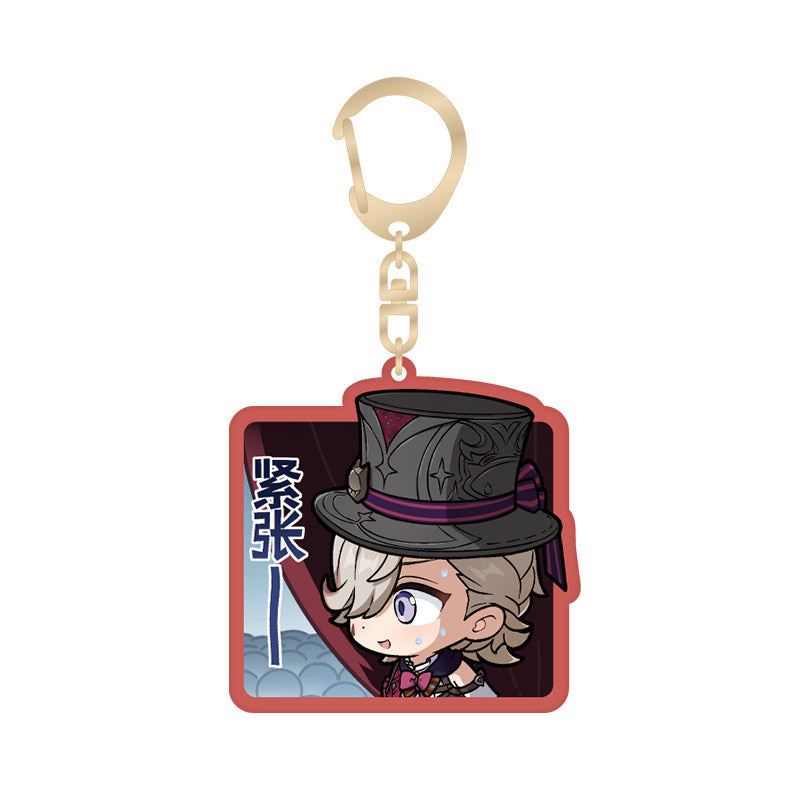genshin impact lyney q version emoji keychain front view