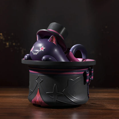 Genshin Impact Lyney top hat cat wind-up toy angled view showing details