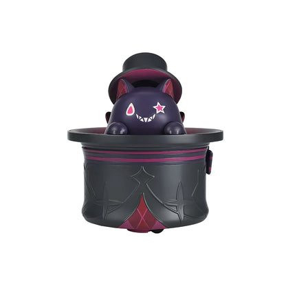 Genshin Impact Lyney top hat cat wind-up toy display scene on tabletop