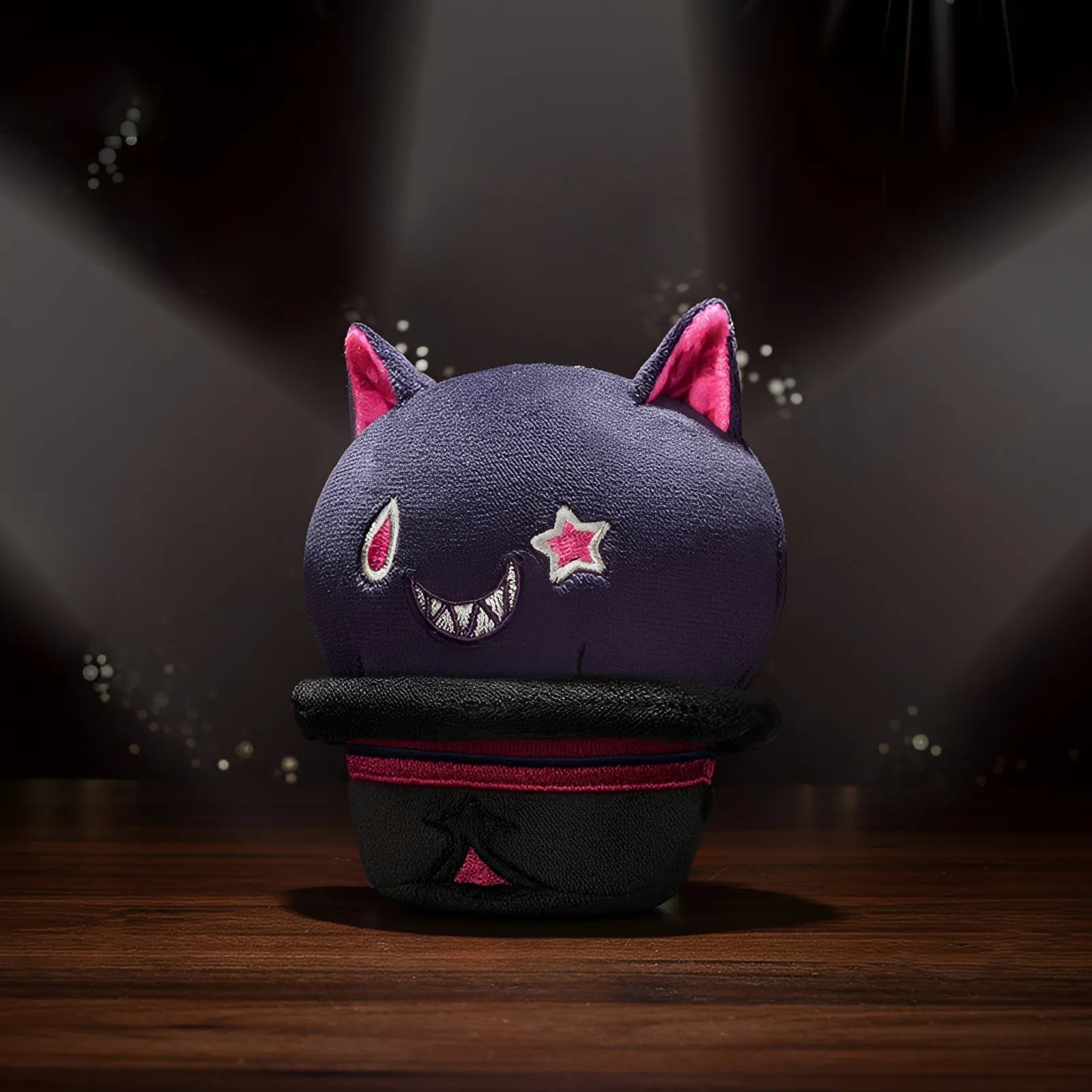 Genshin Impact Lyney cat hat plush keychain side view compact shape detail