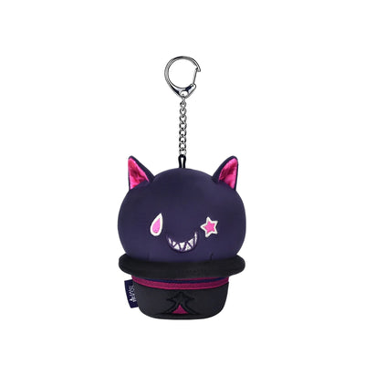 Genshin Impact Lyney cat hat plush keychain isolated on white background product shot