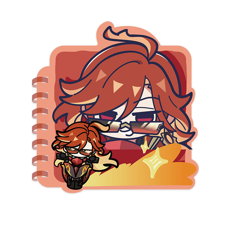 Genshin Mavuika Q Version Expression Series spiral notepad featuring chibi Natlan character artwork