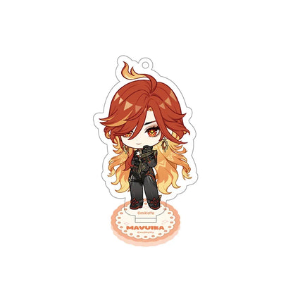 Genshin Mavuika Stellar Recollection series acrylic standee with fiery chibi artwork and vibrant orange tones