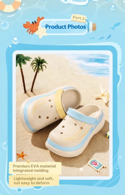 Midsummer Party clogs with rounded wide toe design and comfortable footbed