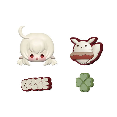 Genshin Impact Midsummer Party Klee clog charm set on white background
