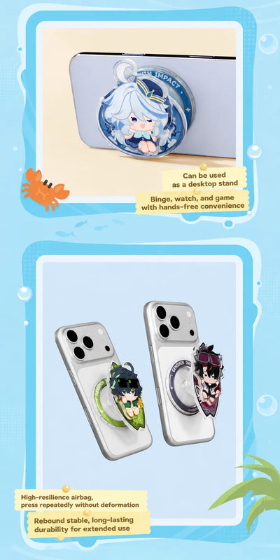 Klee and Hu Tao Midsummer Party magnetic phone stand designs with dimensions