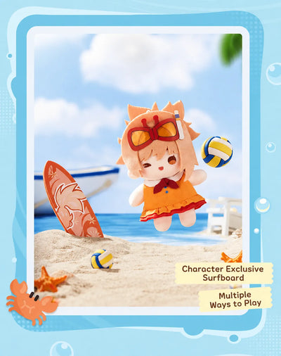 Furina plush doll with summer hat and swimming ring
