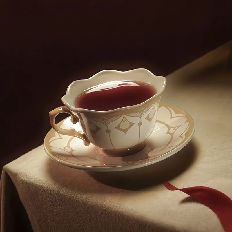 Sandrone Mirrored Analysis ceramic tea cup, saucer and decorative spoon