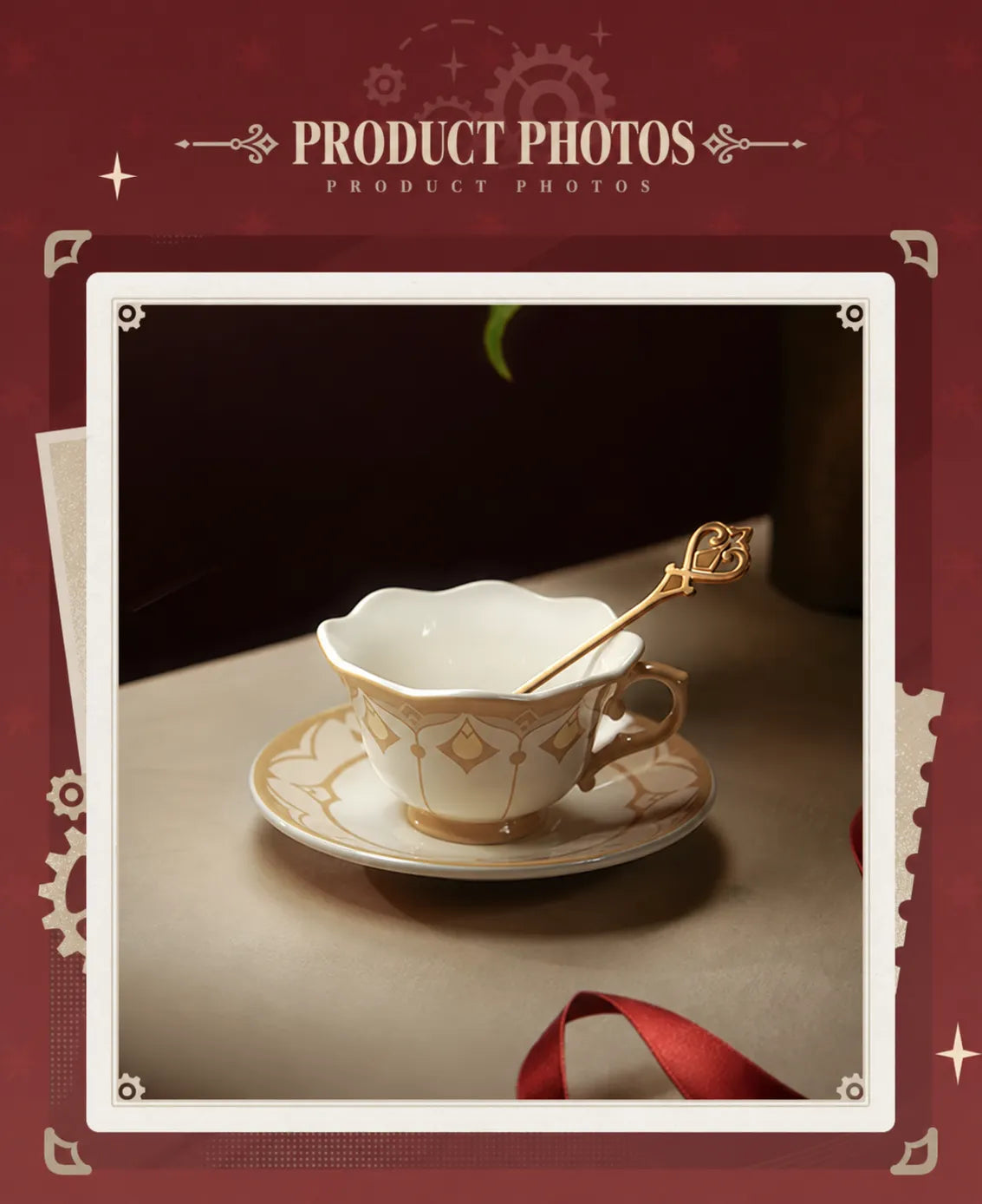 Close-up of Sandrone tea cup with gold decorative detailing