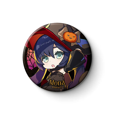 Genshin Impact Mona Halloween dress up chibi badge collectible anime pin