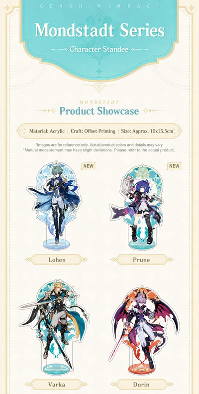 Genshin Impact Mondstadt Series acrylic character standees featuring Lohen Prune Varka and Durin