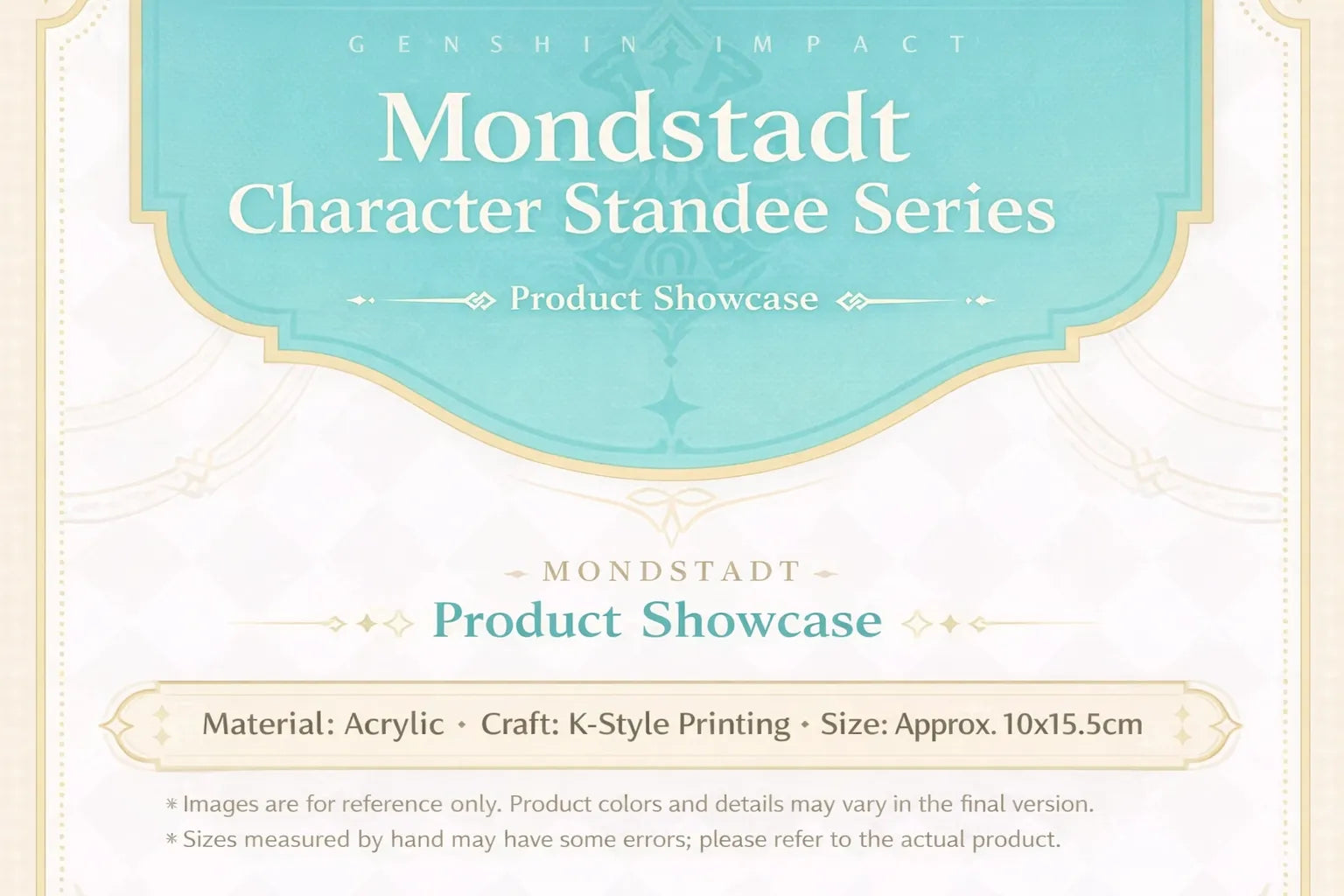 Genshin Impact Mondstadt Series acrylic character standee product details material acrylic offset printing size approx 10x15.5cm