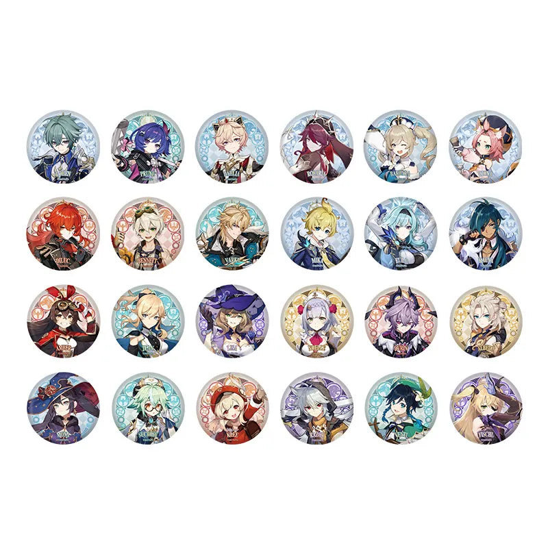 Genshin Impact Mondstadt Series character badge collection featuring multiple characters from the Upgraded Edition