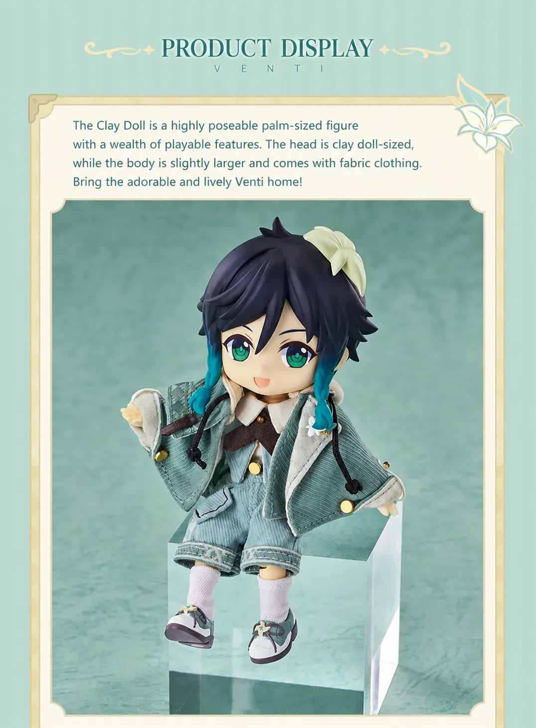 Genshin Impact Venti figure displayed in a detailed Mondstadt street scene