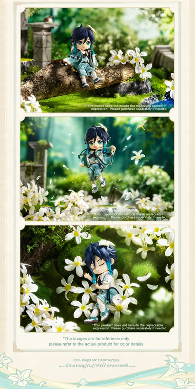 Genshin Impact Venti figure displayed among Cecilia flowers in an outdoor scene
