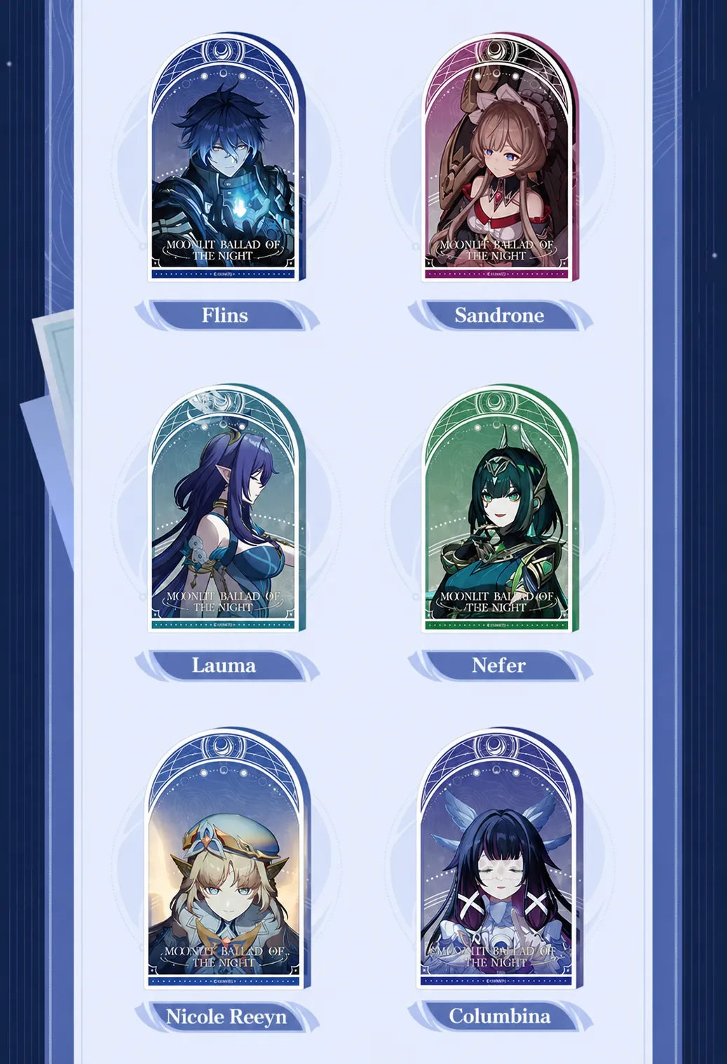 Genshin Impact Moonlit Ballad of The Night Series Acrylic Stand Character Display