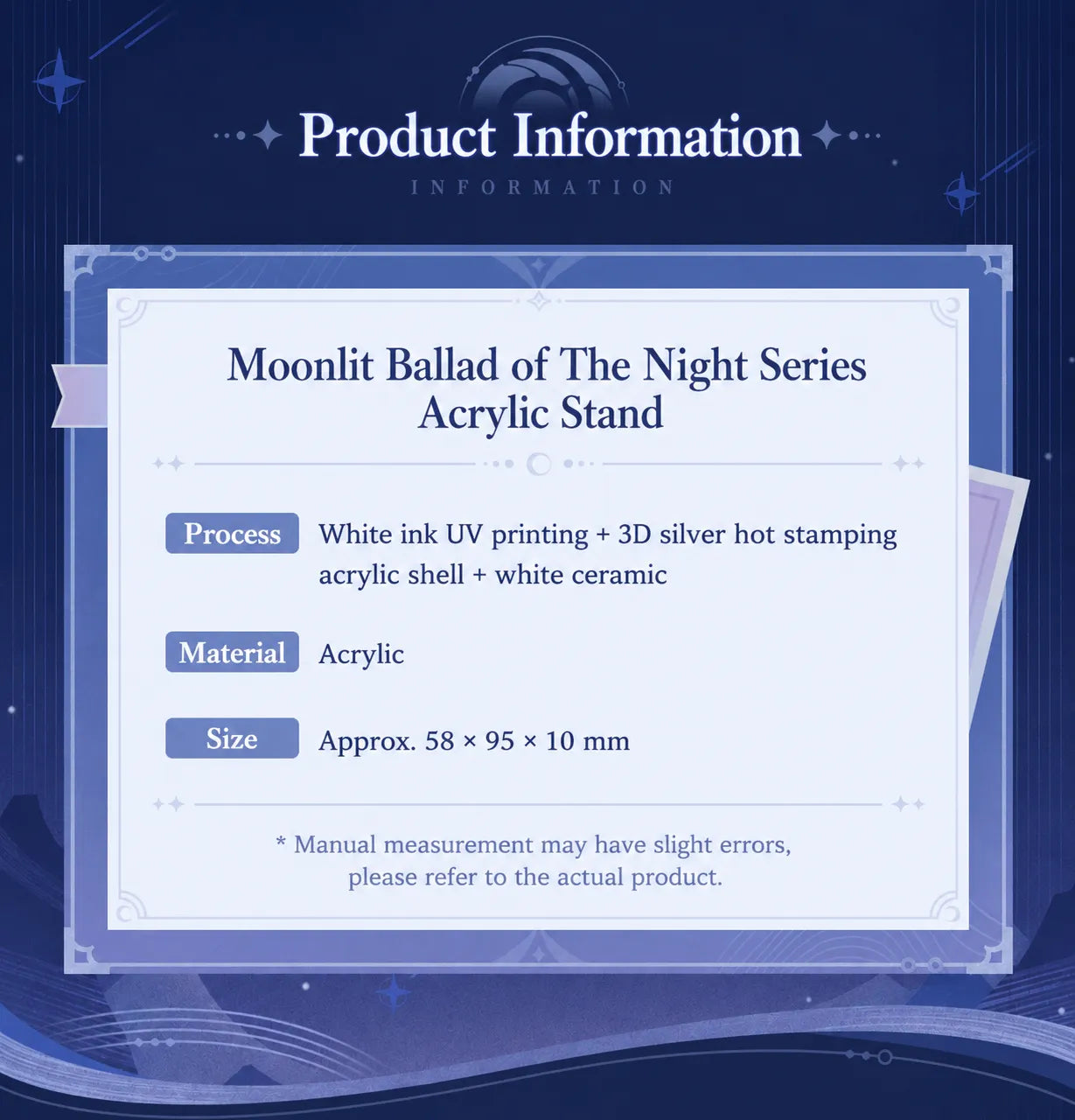 Genshin Impact Moonlit Ballad of The Night Series Acrylic Stand Product Information