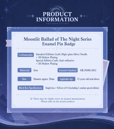 Genshin Impact Moonlit Ballad of The Night Series Badge Blind Box Product Information