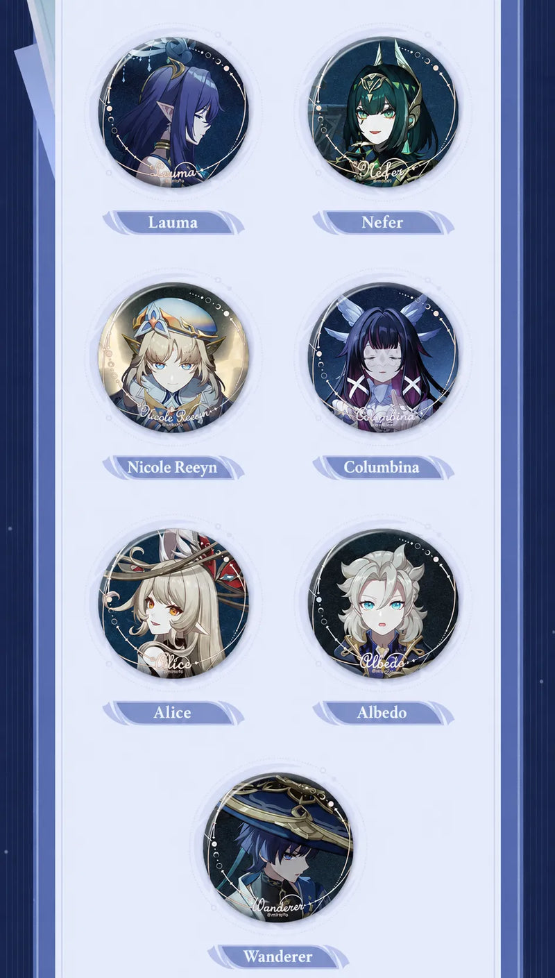 Genshin Impact Moonlit Ballad of The Night Series Badge Blind Box Special Edition