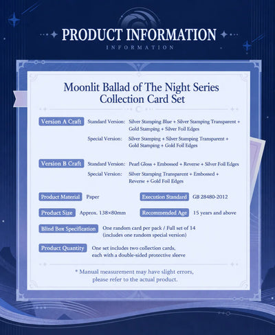 Genshin Impact Moonlit Ballad of The Night Series Collectible Card Blind Box Product Information