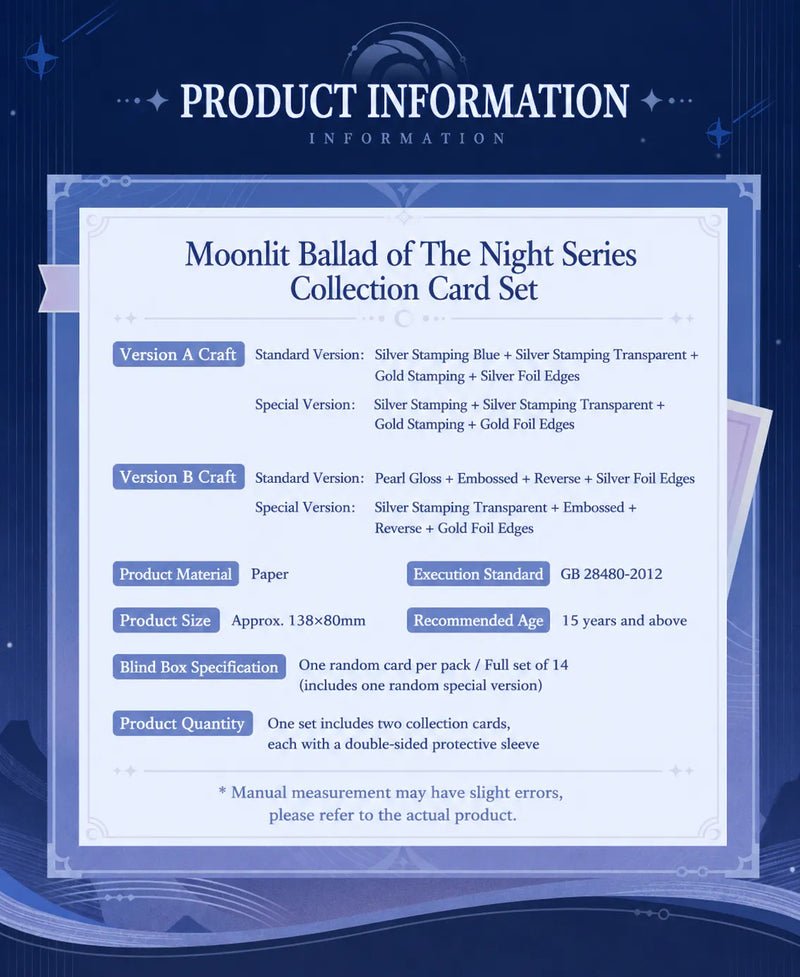 Genshin Impact Moonlit Ballad of The Night Series Collectible Card Blind Box Product Information