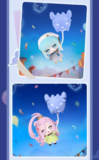 Moonlit Wanderings chibi character charms shown in a hanging display