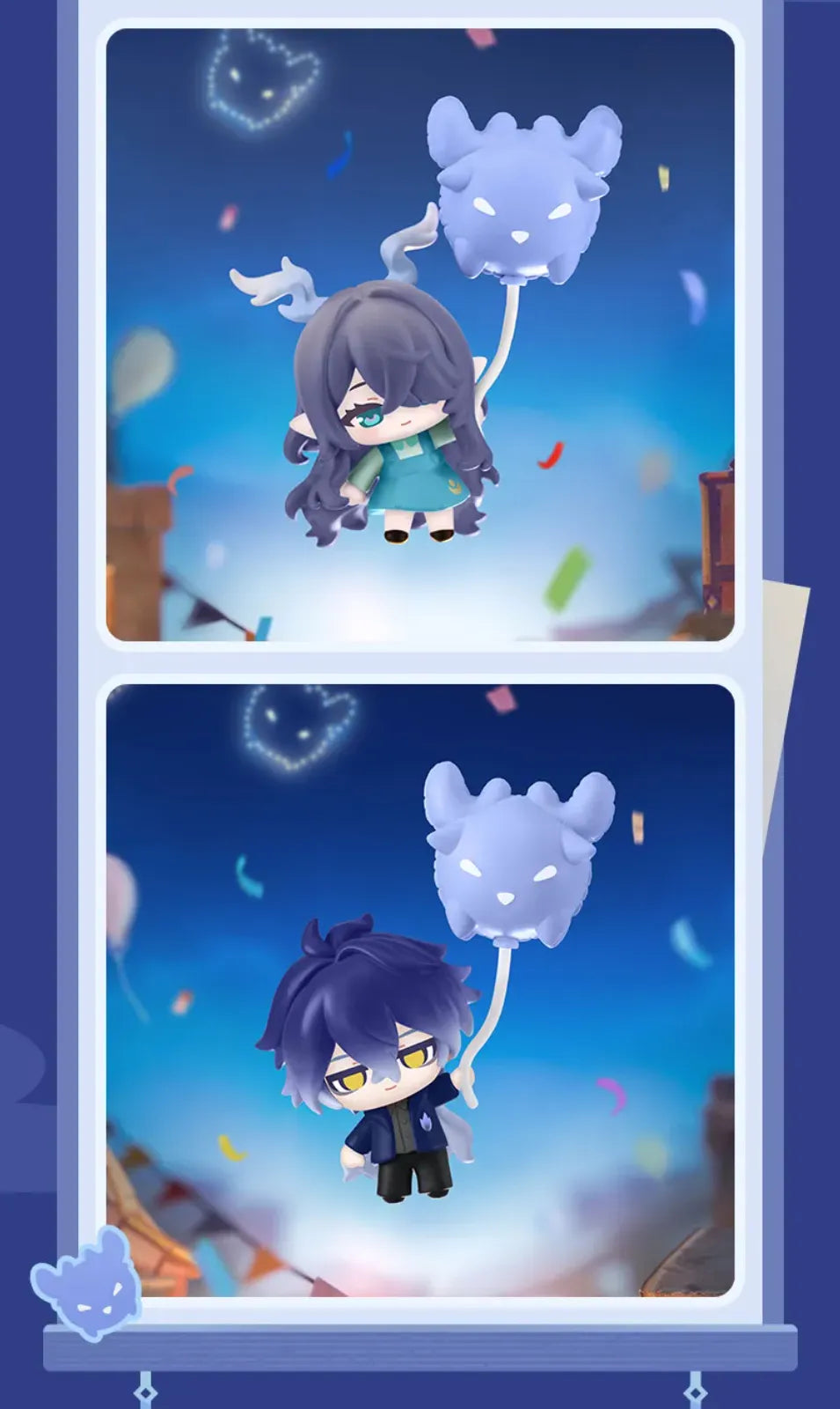 Genshin Impact Moonlit Wanderings chibi charms with decorative balloon companions