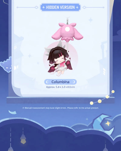 Columbina hidden chibi charm with product dimensions from the Moonlit Wanderings Series