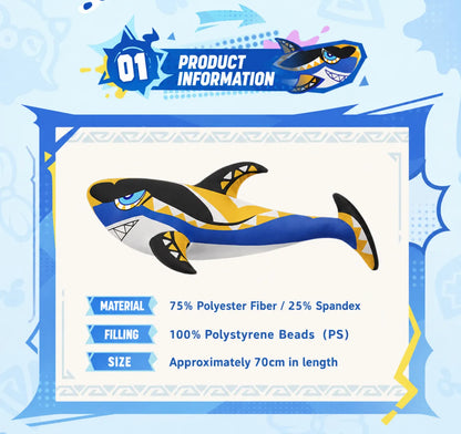 cooling ice silk shark hug pillow with soft touch fabric details