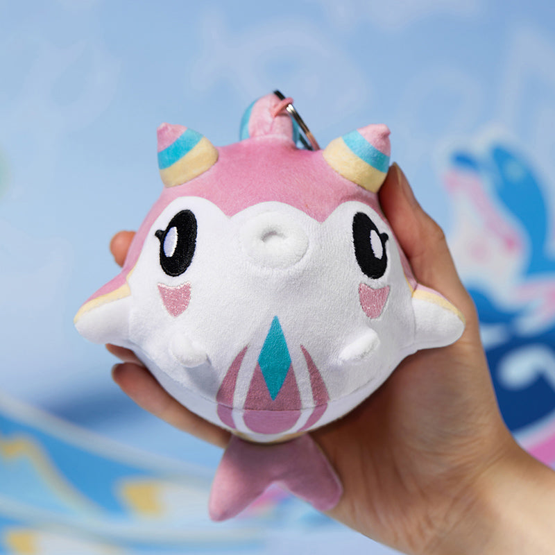Genshin Impact Mualani Freshwater Blubberbeast plush bag charm front view soft embroidered plush accessory