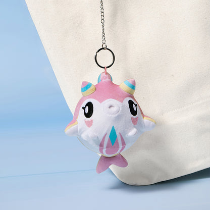 Freshwater Blubberbeast plush keychain from Genshin Impact with pastel embroidered details and soft texture