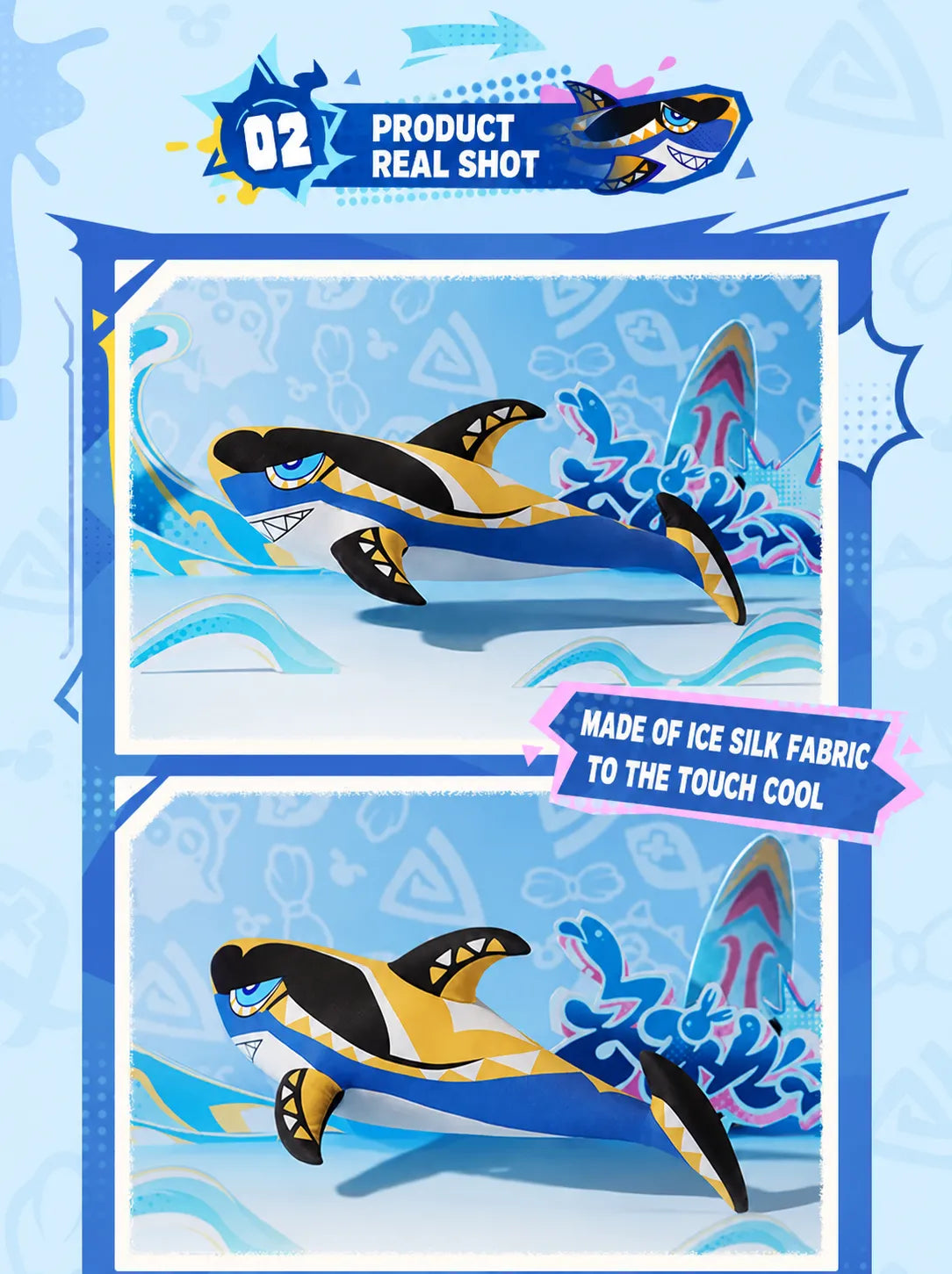 soft PS bead filling shark pillow showing flexible squeeze texture