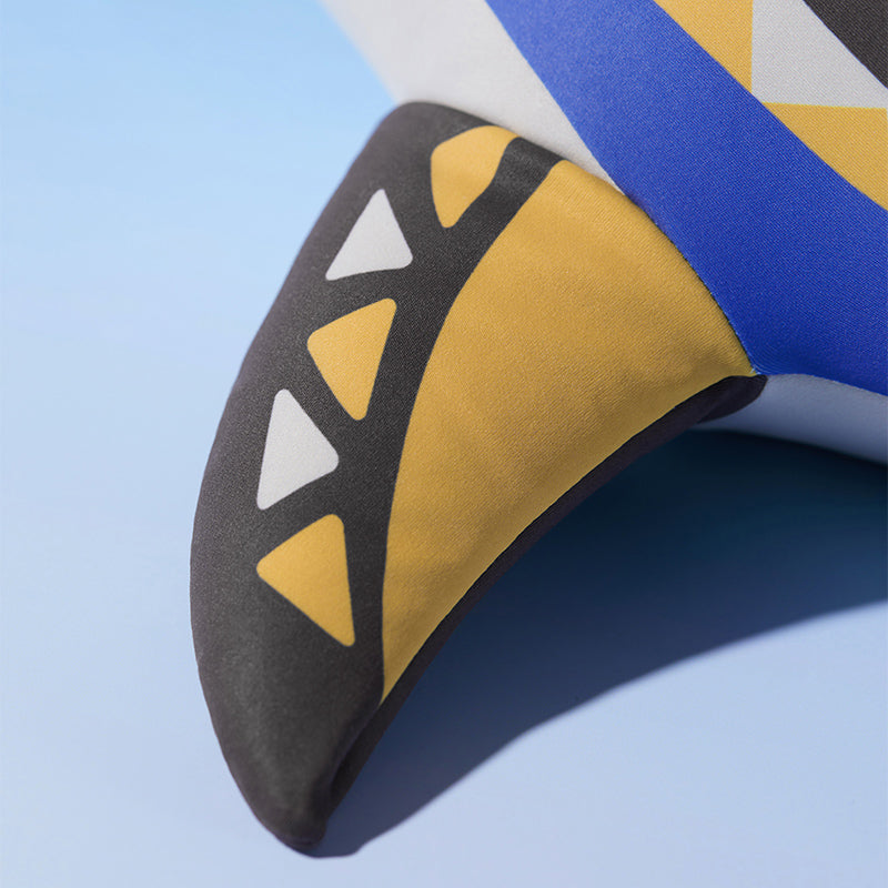 oversized shark cushion themed around Mualani from Genshin Impact