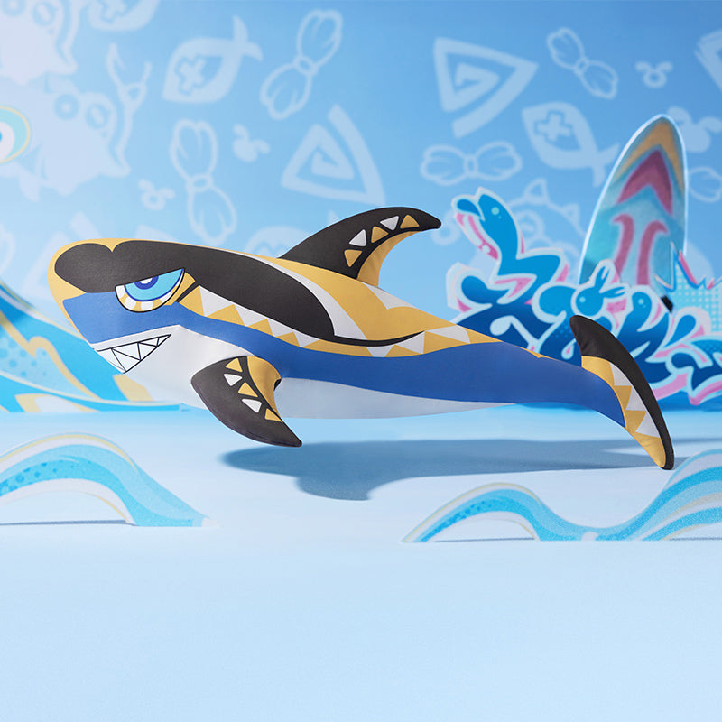 Genshin Impact Mualani themed shark ice silk hug pillow front display