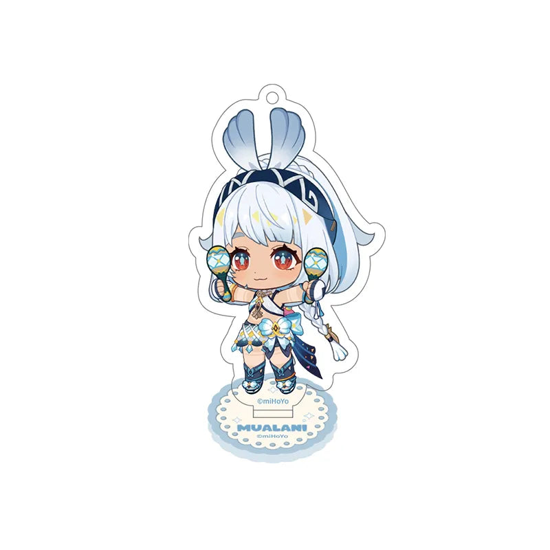 Genshin Mualani Stellar Recollection series acrylic standee featuring cheerful chibi artwork and ocean-inspired colors