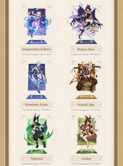 Genshin Impact multiple character acrylic stands display together