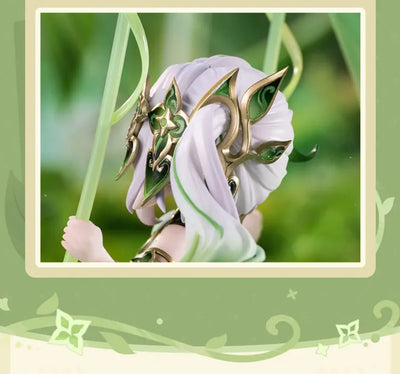 Nahida figure flowing hair and outfit details shown from the back